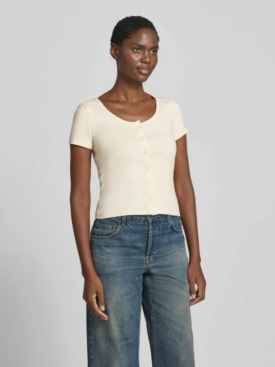 Zdjęcie produktu t-shirt o kroju slim fit z pełną listwą guzikową Jake*s Écru