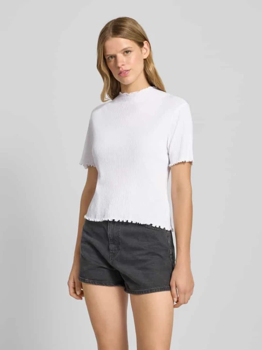 Zdjęcie produktu T-shirt o kroju slim fit z prążkowanego dżerseju Marc O'Polo Biały