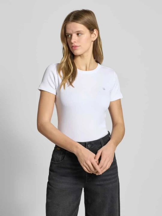 Zdjęcie produktu T-shirt w kroju slim fit z haftowanym logo G-Star Raw Biały