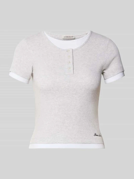 Zdjęcie produktu t-shirt o kroju slim fit z wyhaftowanym logo Guess Jasnoszary melanż