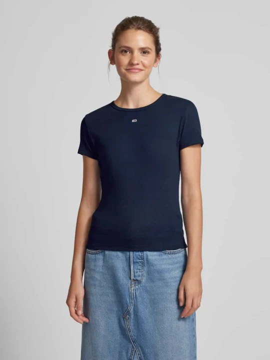 Zdjęcie produktu T-shirt o kroju slim fit z wyhaftowanym logo Tommy Jeans Granatowy