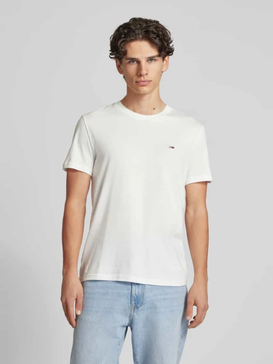 Zdjęcie produktu T-shirt o kroju slim fit z wyhaftowanym logo w zestawie 2 szt. Tommy Jeans Biały