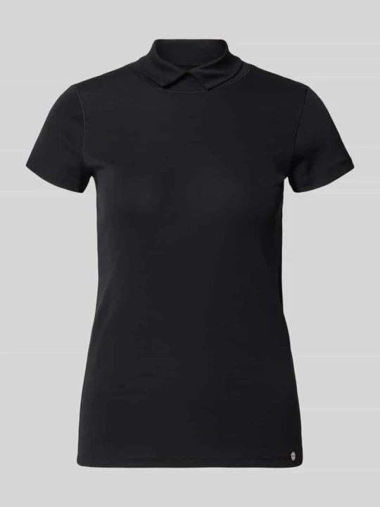 Zdjęcie produktu t-shirt o kroju slim fit z wysoko zabudowanym kołnierzykiem polo Marc Cain Czarny