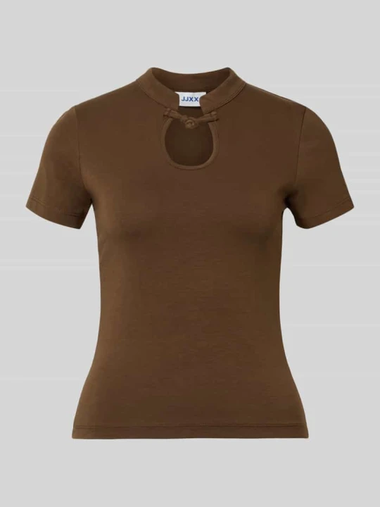 Zdjęcie produktu t-shirt o kroju slim fit ze stójką model 'GIGI' JJXX Średniobrązowy