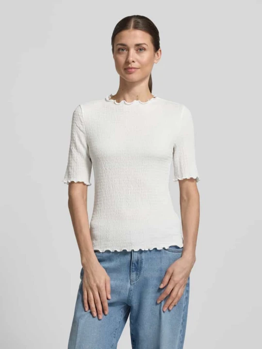Zdjęcie produktu t-shirt o kroju slim fit ze stójką Tom Tailor Złamany biały