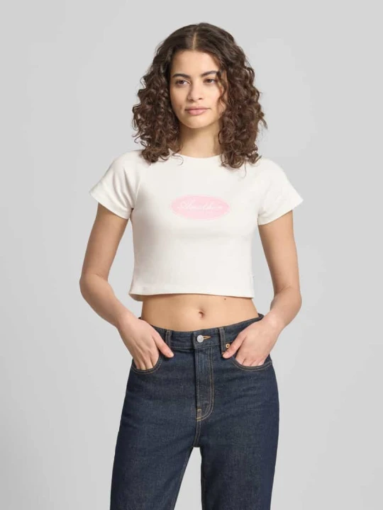 Zdjęcie produktu T-shirt o krótkim kroju z nadrukiem z logo Another Cotton Lab Biały