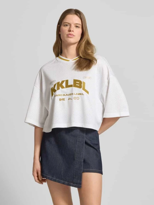 Zdjęcie produktu t-shirt o krótkim kroju z tylnym nadrukiem z logo Karo Kauer Biały
