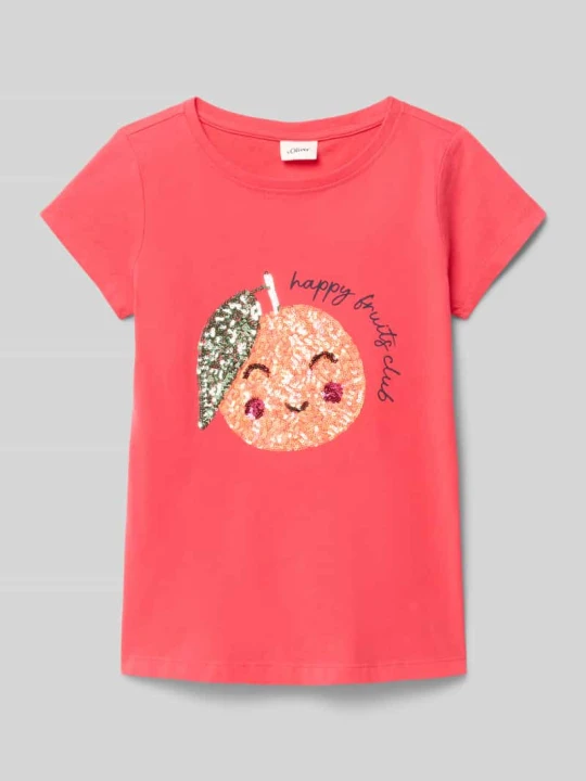 Zdjęcie produktu T-shirt o linii a z czystej bawełny s.Oliver Koralowy