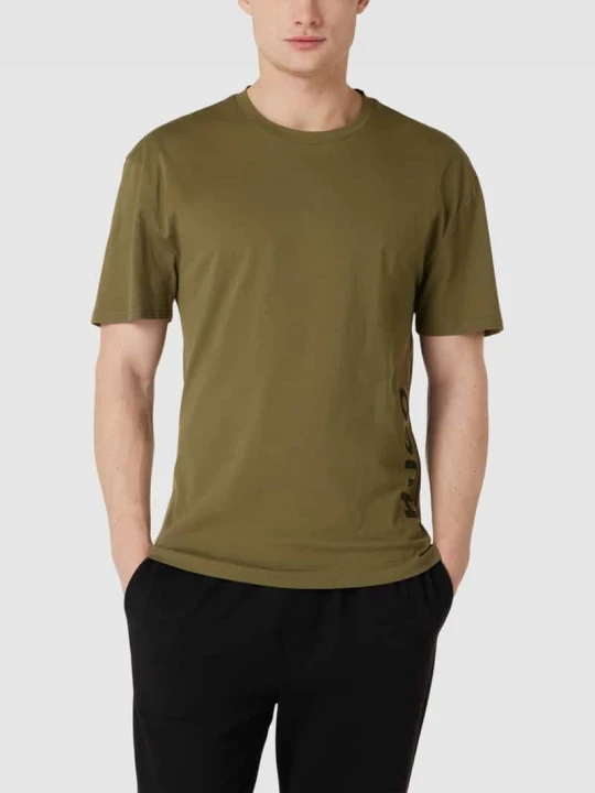 Zdjęcie produktu T-shirt o kroju relaxed fit z nadrukiem z logo marki Hugo Oliwkowy