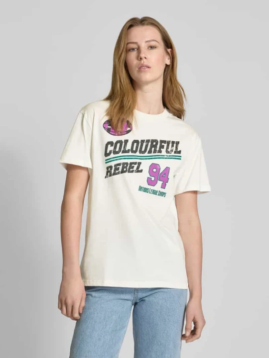 Zdjęcie produktu T-shirt o luźnym kroju z okrągłym dekoltem Colourful Rebel Biały