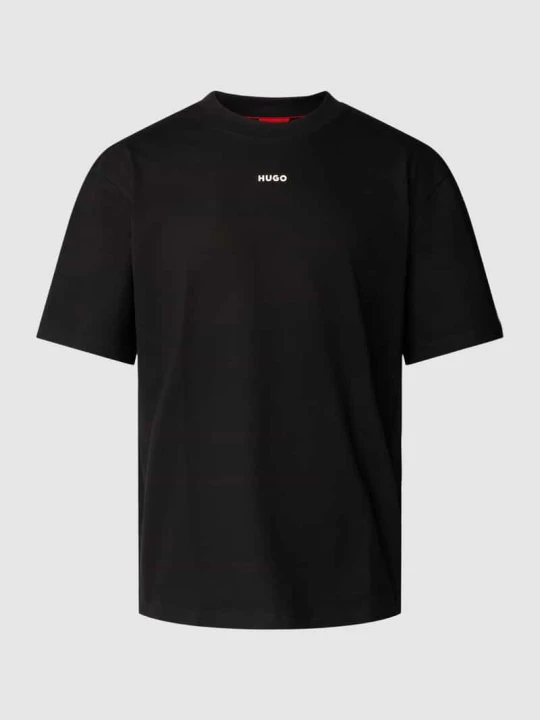Zdjęcie produktu T-shirt o normalnym kroju z nadrukiem z logo Hugo Czarny