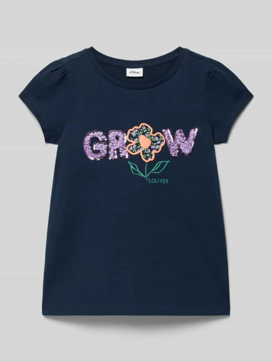 Zdjęcie produktu t-shirt o pudełkowym kroju a z czystej bawełny s.Oliver Granatowy