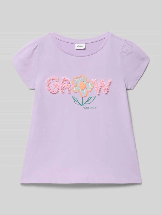 Zdjęcie produktu t-shirt o pudełkowym kroju a z czystej bawełny s.Oliver Lawendowy