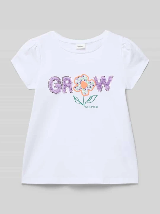Zdjęcie produktu t-shirt o pudełkowym kroju a z czystej bawełny s.Oliver Biały