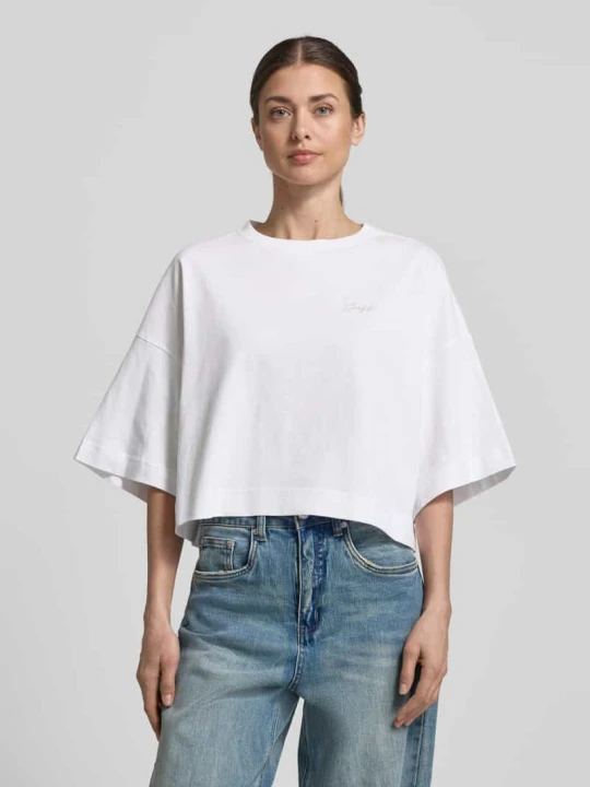 Zdjęcie produktu T-shirt o pudełkowym kroju z czystej bawełny Boss Złamany biały