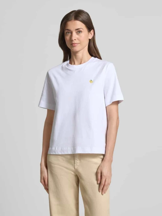 Zdjęcie produktu T-shirt o pudełkowym kroju z czystej bawełny model 'ELLA' Selected Biały