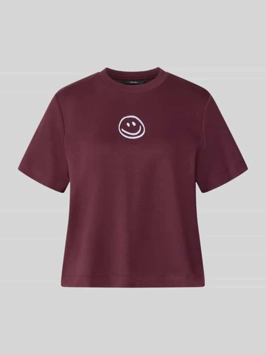 Zdjęcie produktu T-shirt o pudełkowym kroju z czystej bawełny model 'SARA' Vero Moda Bordowy