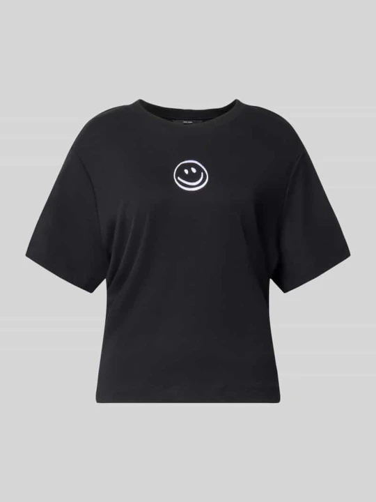 Zdjęcie produktu T-shirt o pudełkowym kroju z czystej bawełny model 'SARA' Vero Moda Czarny