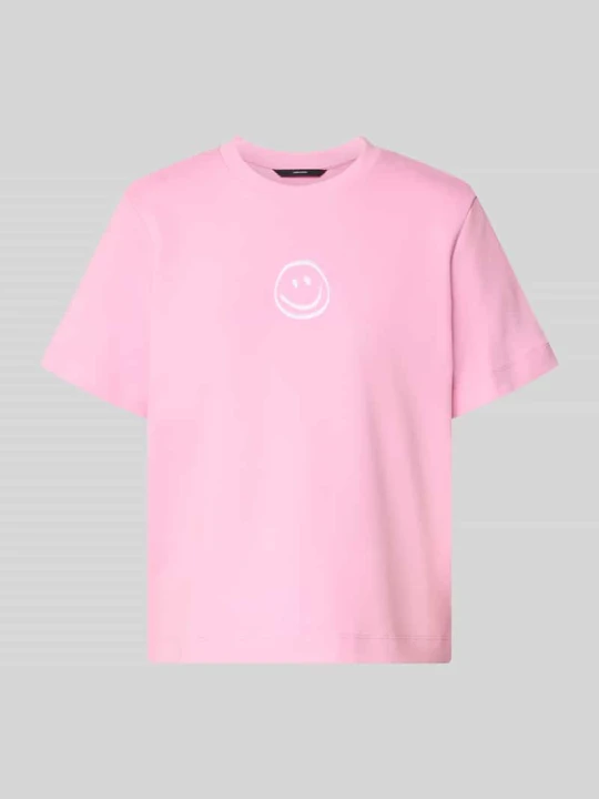 Zdjęcie produktu T-shirt o pudełkowym kroju z czystej bawełny model 'SARA' Vero Moda Mocnoróżowy
