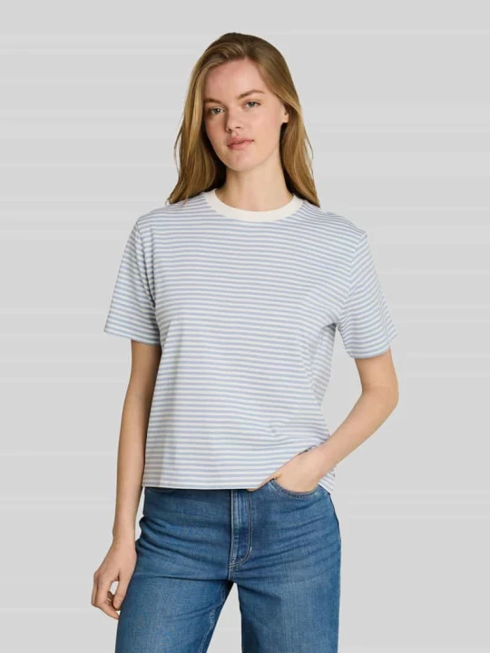 Zdjęcie produktu T-shirt o pudełkowym kroju z czystej bawełny Tom Tailor Jasnoniebieski melanż