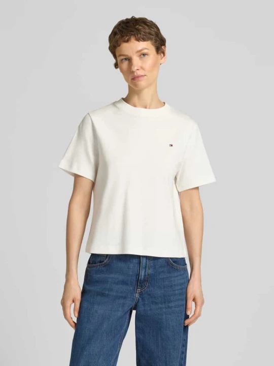 Zdjęcie produktu T-shirt o pudełkowym kroju z czystej bawełny Tommy Hilfiger Écru