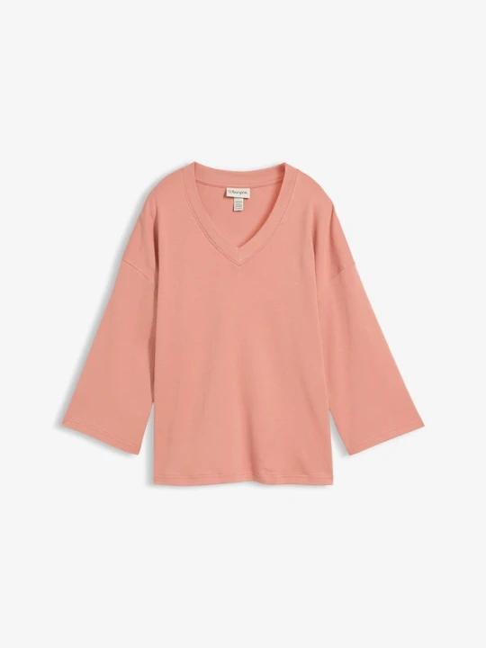 Zdjęcie produktu T-shirt o pudełkowym kroju z grubej bawełny organicznej BonPrix różowy
