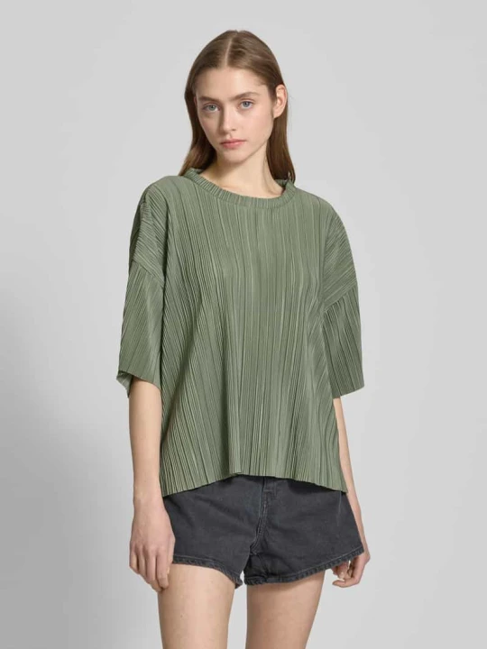Zdjęcie produktu T-shirt o pudełkowym kroju z plisami model ‘RAVENNA’ Only Trzcinowy