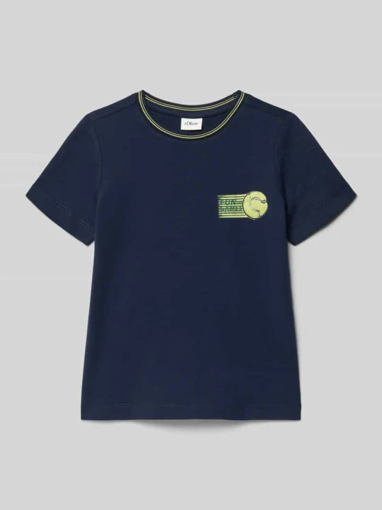 Zdjęcie produktu męski t-shirt o kroju regular fit z czystej bawełny s.Oliver Granatowy