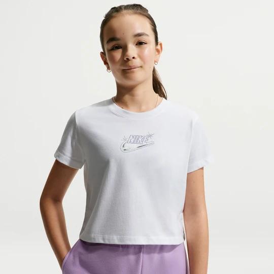 Zdjęcie produktu T-shirt o skróconym kroju dla dużych dzieci (dziewcząt) Nike - Biel
