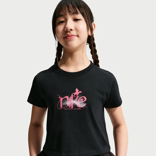 Zdjęcie produktu T-shirt o skróconym kroju dla dużych dzieci (dziewcząt) Nike - Czerń