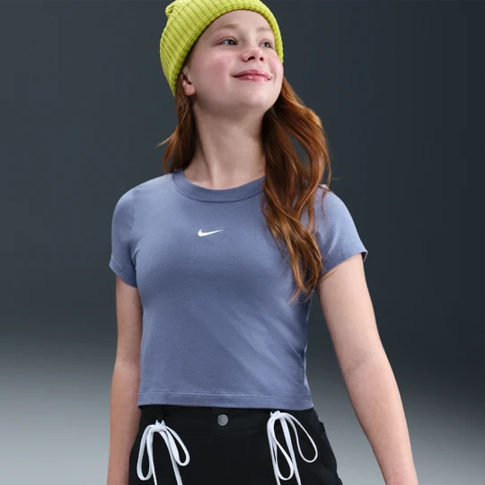 Zdjęcie produktu T-shirt o skróconym kroju dla dużych dzieci (dziewcząt) Nike - Niebieski