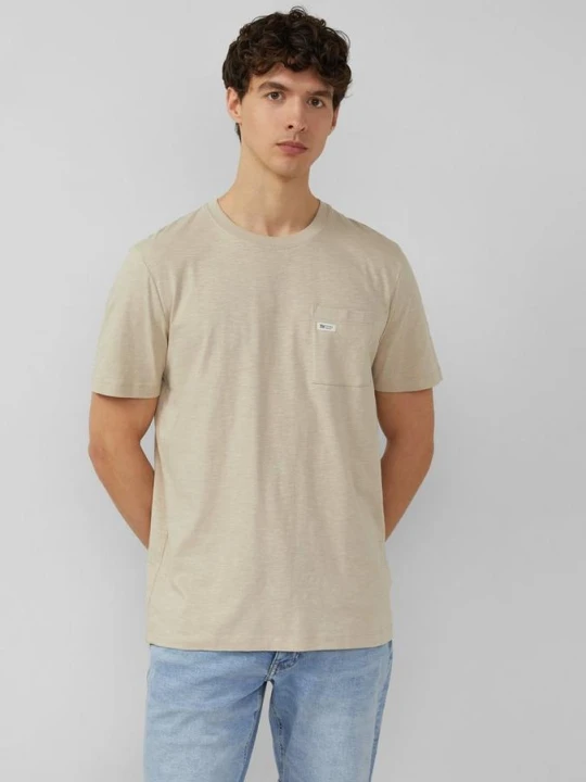Zdjęcie produktu T-shirt o strukturze przędzy płomieniowej z kieszenią na piersi s.Oliver beżowy