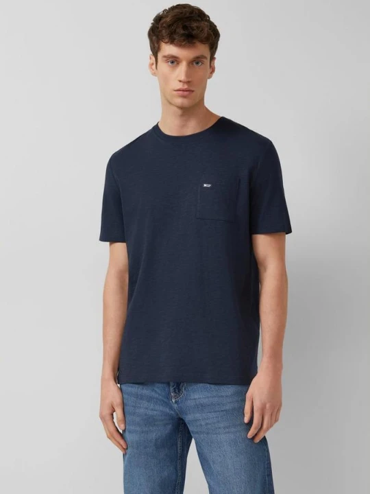 Zdjęcie produktu T-shirt o strukturze przędzy płomieniowej z kieszenią na piersi s.Oliver niebieski