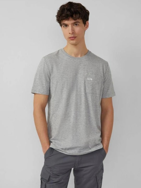 Zdjęcie produktu T-shirt o strukturze przędzy płomieniowej z kieszenią na piersi s.Oliver szary