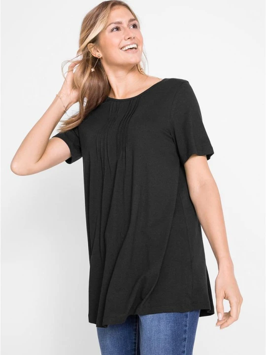 Zdjęcie produktu T-shirt o trapezowym kroju, krótki rękaw BonPrix czarny