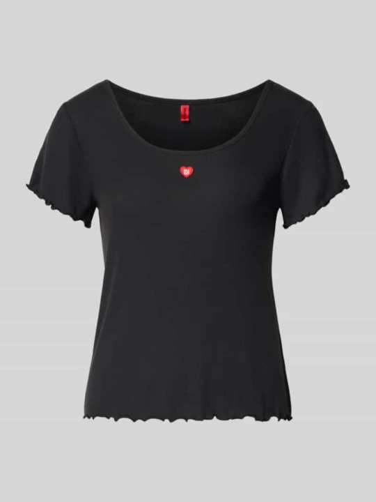 Zdjęcie produktu t-shirt od piżamy o kroju regular fit z mieszanki modalu model 'HUGO HEART' czarny