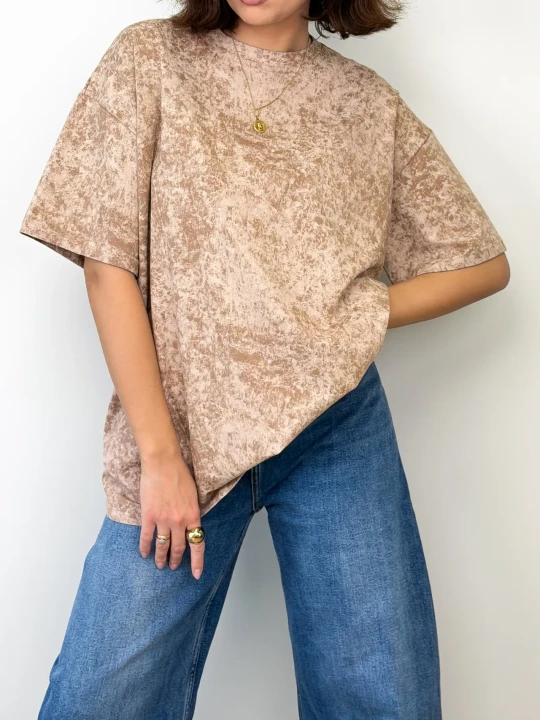 Zdjęcie produktu T-Shirt Oversize Kamelowy Sprany ClothStore Sprany Kamel