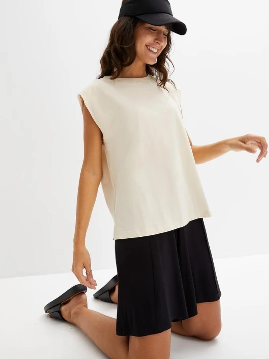 Zdjęcie produktu T-shirt oversize z czystej bawełny organicznej BonPrix beżowy