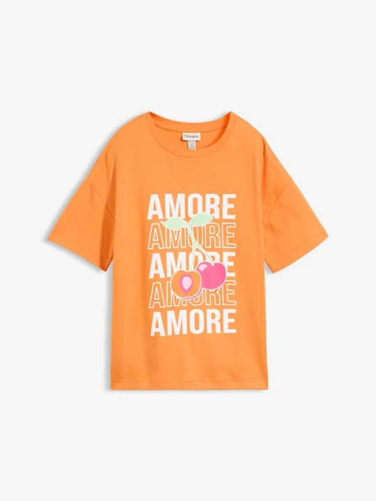 Zdjęcie produktu T-shirt oversize z czystej bawełny organicznej BonPrix pomarańczowy