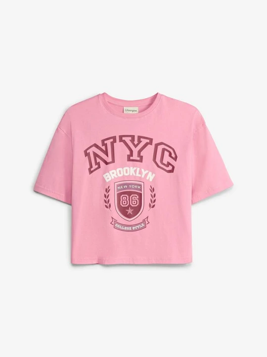 Zdjęcie produktu T-shirt oversize z czystej bawełny organicznej BonPrix różowy