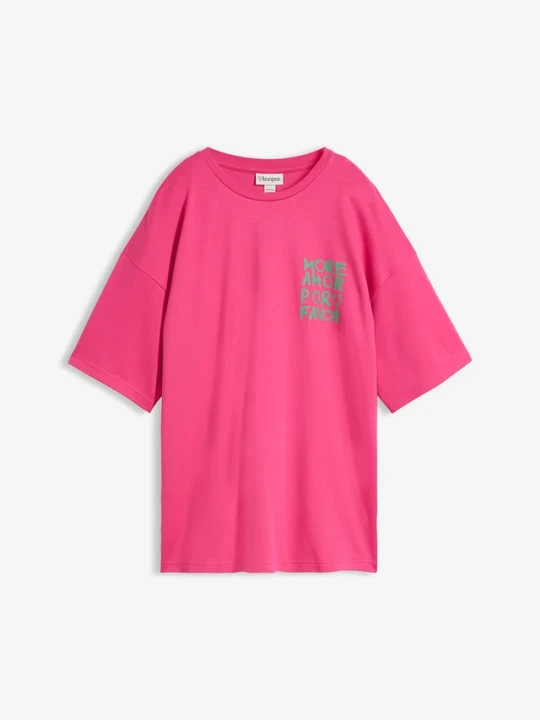 Zdjęcie produktu T-shirt oversize z czystej bawełny organicznej BonPrix różowy