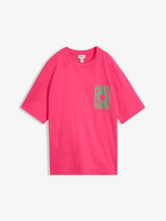 Zdjęcie produktu T-shirt oversize z czystej bawełny organicznej BonPrix różowy