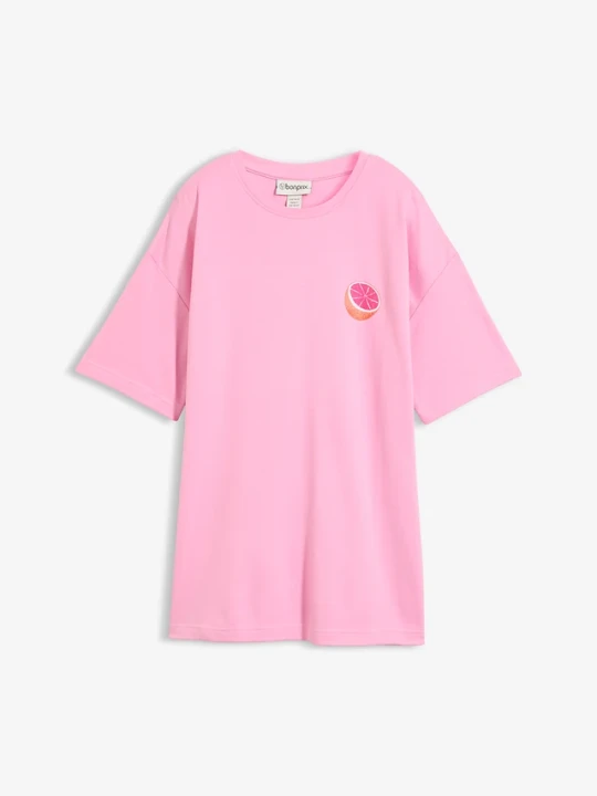 Zdjęcie produktu T-shirt oversize z czystej bawełny organicznej BonPrix różowy