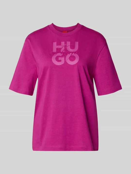 Zdjęcie produktu t-shirt oversized z czystej bawełny model 'Dashire_5' Hugo Mocnoróżowy