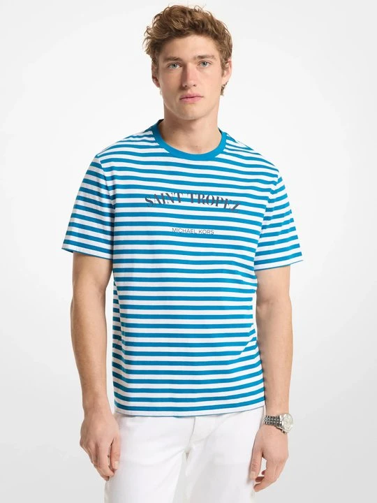 Zdjęcie produktu T-shirt Saint Tropez z bawełnianego dżerseju w paski Michael Kors TURKUSOWY (Niebieski)