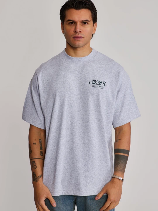 Zdjęcie produktu T-shirt SikSilk Męski Szary Melanz Graficzny