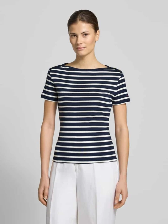 Zdjęcie produktu T-shirt Slim Fit z czystej bawełny Tommy Hilfiger Granatowy