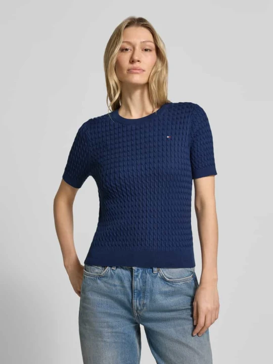 Zdjęcie produktu T-shirt krój slim fit z czystej bawełny Tommy Hilfiger Granatowy