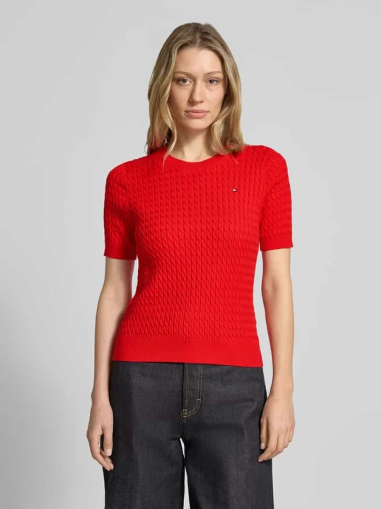 Zdjęcie produktu T-shirt krój slim fit z czystej bawełny Tommy Hilfiger Czerwony