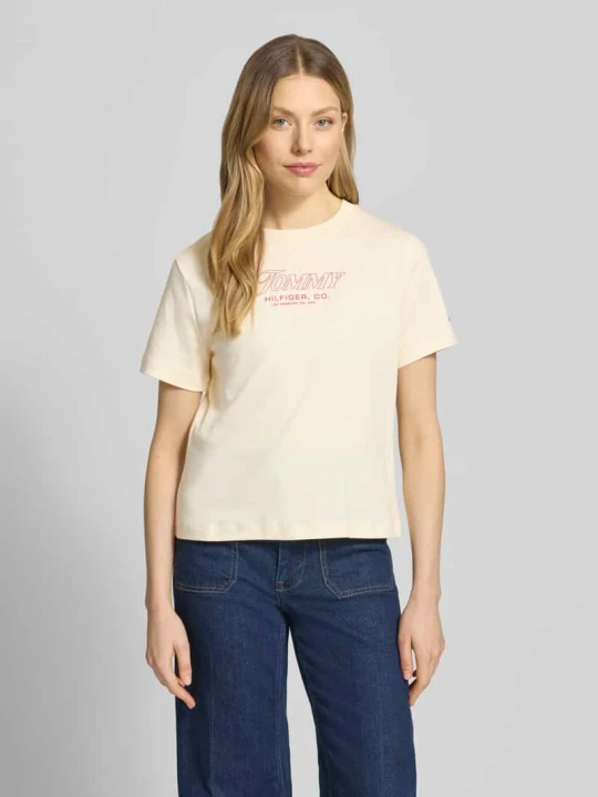 Zdjęcie produktu T-shirt Slim Fit z czystej bawełny Tommy Hilfiger Złamany biały